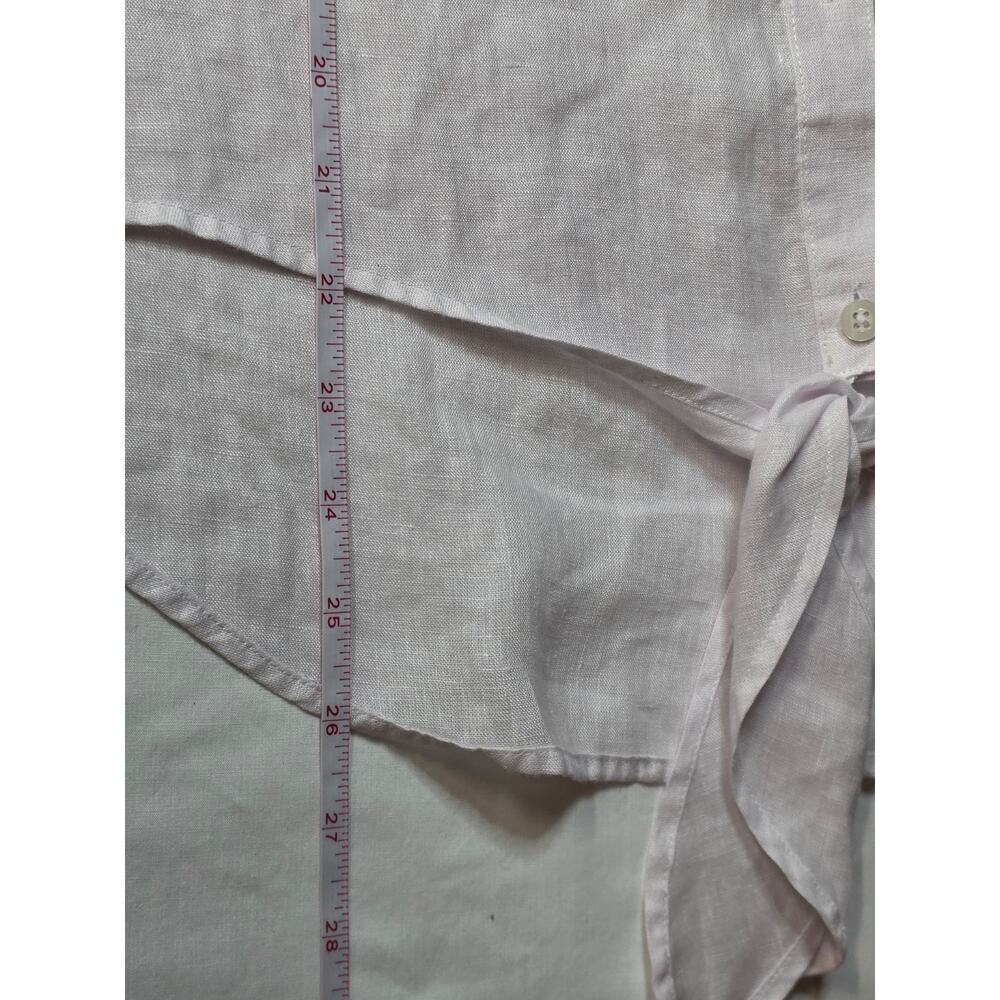 Chico's White 100% Linen Tie Front Button Up Shirt Women's Size 2 No Iron - Picture 7 of 7